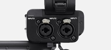 Product image showing XLR adaptor and digital audio input