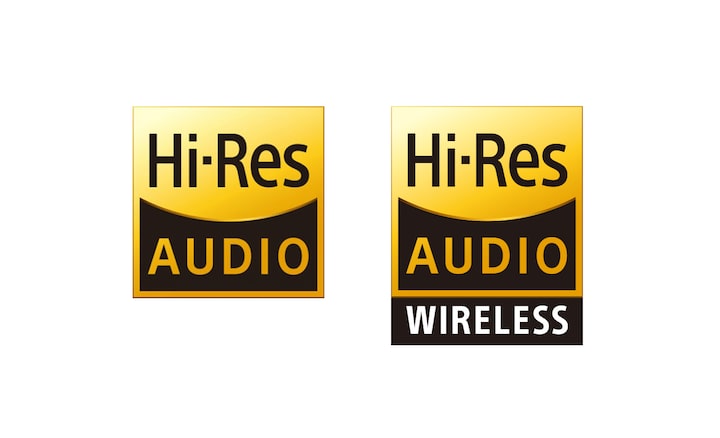Logos for Hi-Res Audio and Hi-Res Audio Wireless.