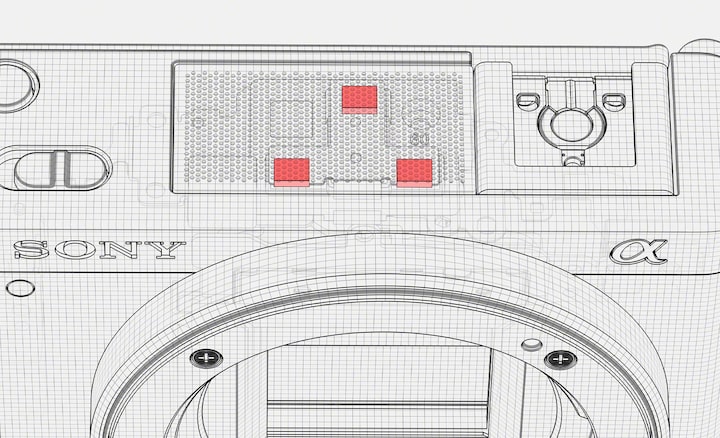 An illustration showing the Directional 3-Capsule Mic inside the ZV-E10