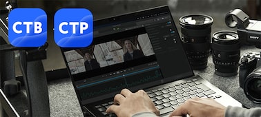 Usage image of a videographer using Catalyst on a PC for post-production