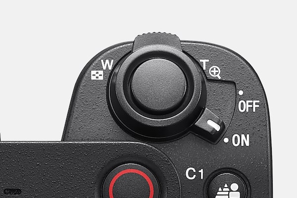 Close-up image of the zoom lever on the camera body
