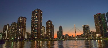 Example image showing urban landscape with sunset and brightness gradient in the sky