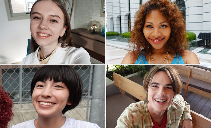Images showing the skin tones of four different people