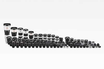 Product image showing a lineup of E-mount lenses from Sony
